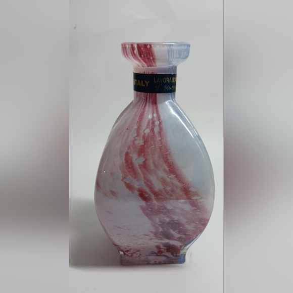 Lavorazione, T. Murano, Italy, Blue & Pink Iridescent Bud Vase, 6" - Picture 3 of 5